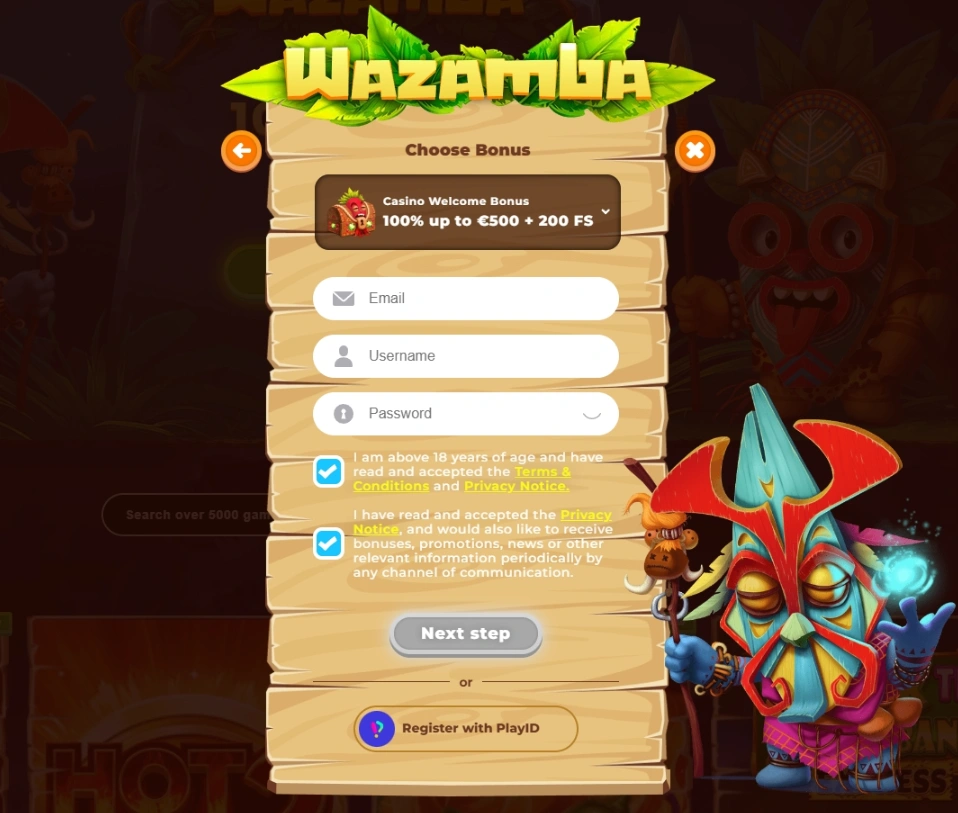 Wazamba Casino Screen